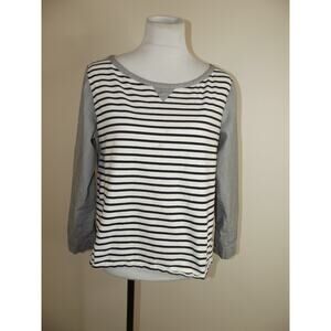 Anthropologie 9-H15 STCL Womens SHIRT - MEDIUM - Blue White Striped Roll Cuff